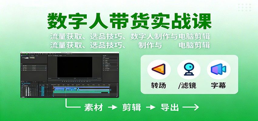 数字人变现实战课:流量获取、选品技巧、数字人制作与电脑剪辑-樵渔匹