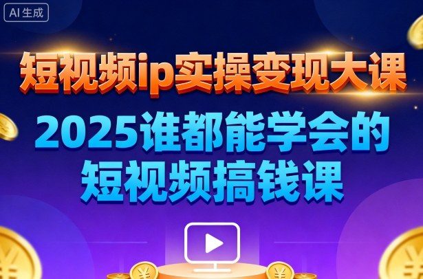 短视频ip实操变现大课,7月26-27日广州站线下课,2025谁都能学会的短视频搞钱课-樵渔匹