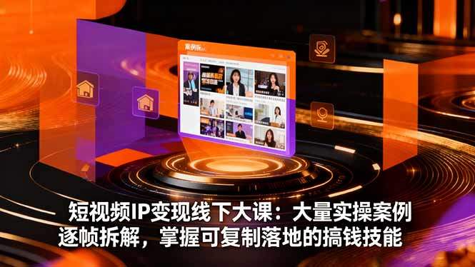 短视频IP变现线下大课:大量实操案例逐帧拆解,掌握可复制落地的搞钱技能-樵渔匹