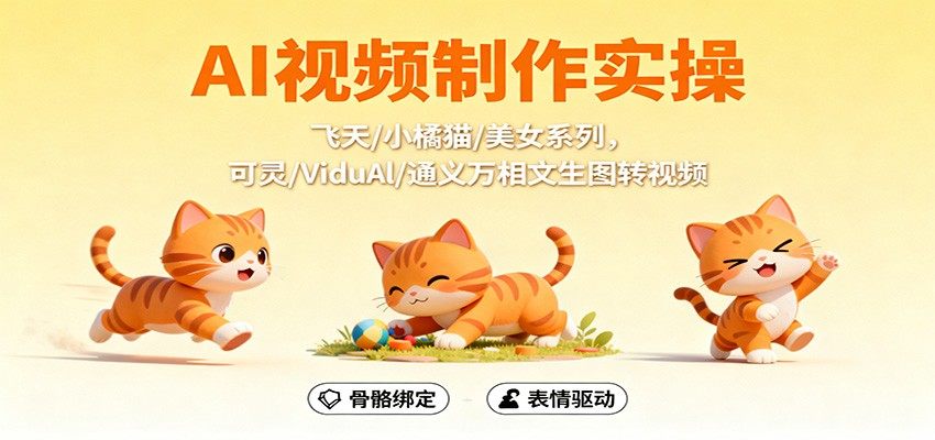 AI视频制作实操,飞天/小橘猫/美女系列,可灵/ViduAl/通义万相文生图转视频-樵渔匹