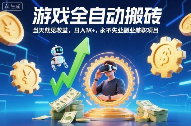 游戏全自动搬砖,当天就见收益,日入1K+,永不失业副业兼职项目【揭秘】-樵渔匹