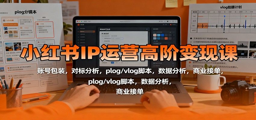 小红书IP运营高阶变现课：账号包装，对标分析，plog/vlog脚本，数据分析，商业接单-樵渔匹