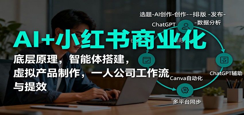 AI+小红书商业化,底层原理,智能体搭建,虚拟产品制作,一人公司工作流与提效-樵渔匹