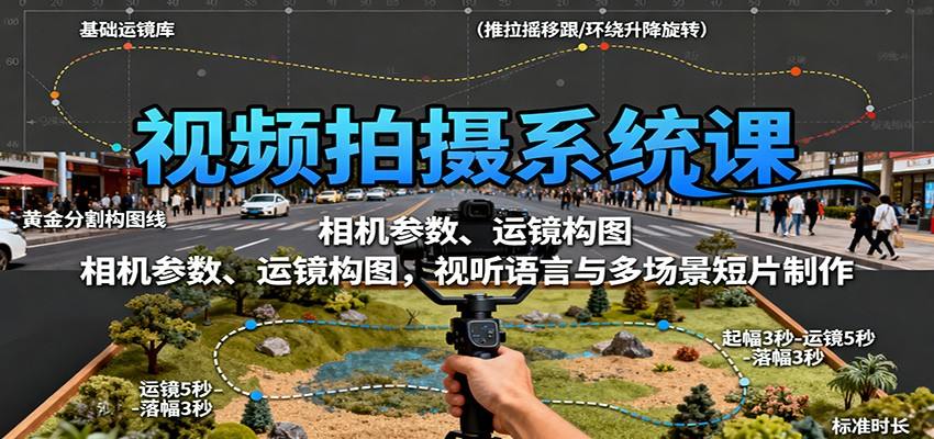 视频拍摄系统课：相机参数、运镜构图，视听语言与多场景短片制作-樵渔匹