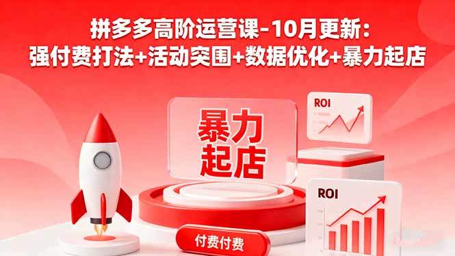 拼多多高阶运营课-10月更新：强付费打法+活动突围+数据优化+暴力起店-樵渔匹