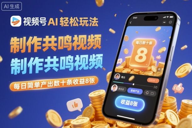视频号AI轻松玩法,制作共鸣视频,每日简单产出数十条收益8张-樵渔匹