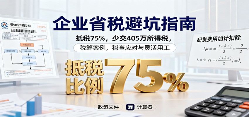 企业省税避坑指南:抵税75%,少交405万所得税,税筹案例,稽查应对与灵活用工-樵渔匹