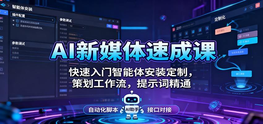 AI新媒体速成课：快速入门智能体安装定制，策划工作流，提示词精通-樵渔匹