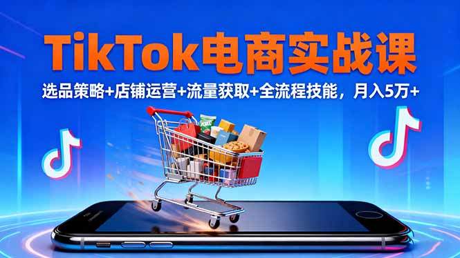 TikTok电商实战课10月,选品策略+店铺运营+流量获取+全流程技能,月入5万+-樵渔匹