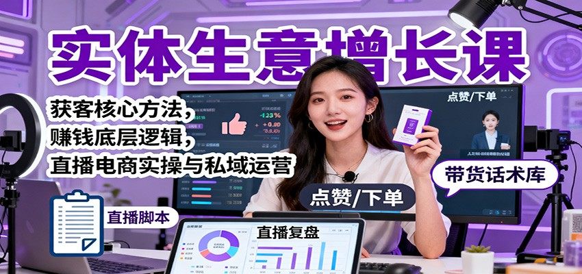 实体生意增长课:获客核心方法,赚钱底层逻辑,直播电商实操与私域运营-樵渔匹