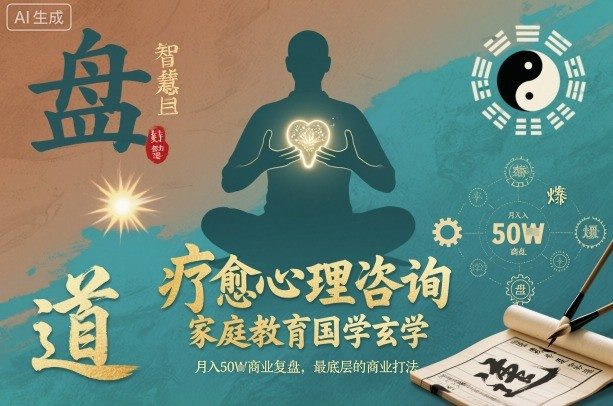 疗愈心理咨询，家庭教育国学玄学，月入50个商业复盘，最底层的商业打法-樵渔匹