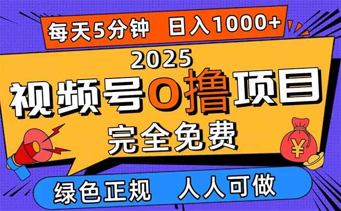 2025视频号0撸项目,5分钟一个号,日入1000+,人人可做-樵渔匹