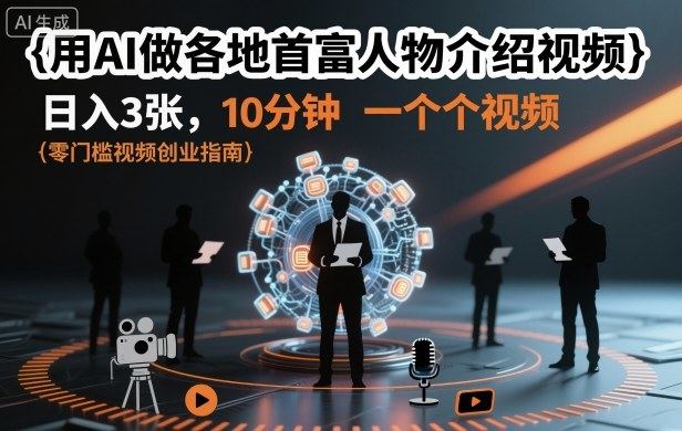 用AI做各地首富人物介绍视频，日入3张，10分钟一个视频-樵渔匹