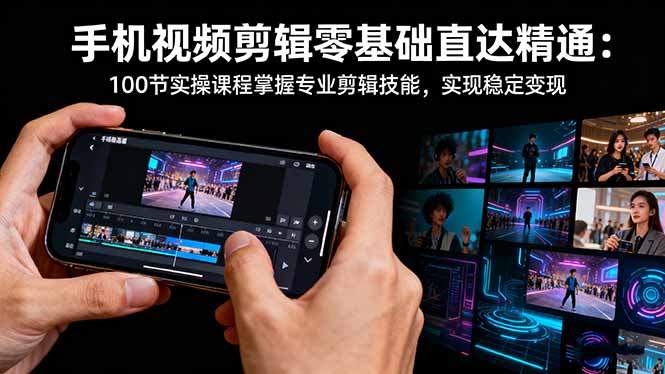 手机视频剪辑零基础直达精通:100节实操课程掌握专业剪辑技能,实现稳...-樵渔匹