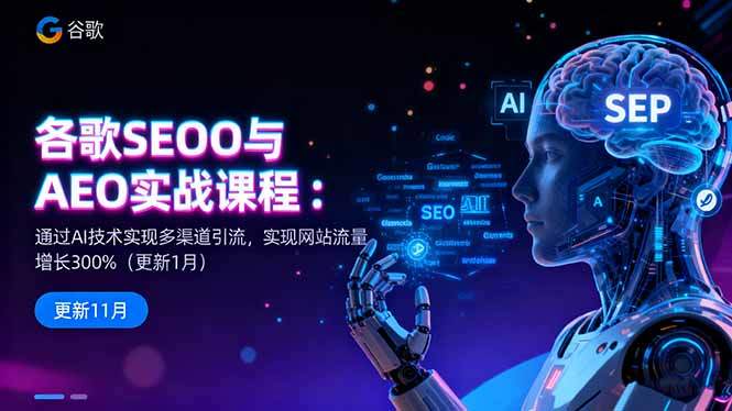 谷歌SEO与AEO实战课程：通过AI技术实现多渠道引流，实现网站流量增长300%-樵渔匹
