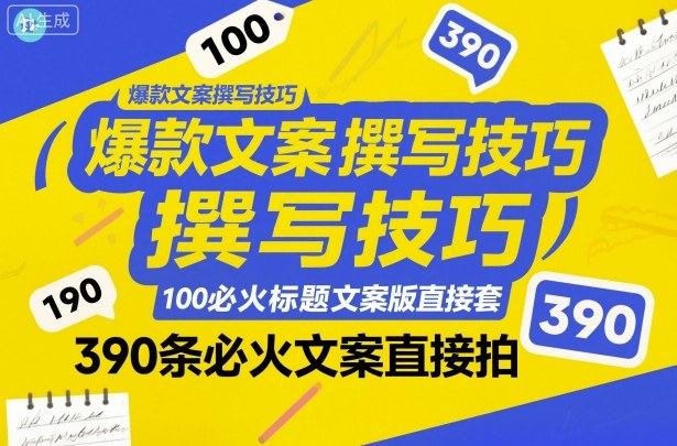 爆款文案撰写技巧，100个必火标题文案模版直接套，390条必火文案直接拍-樵渔匹