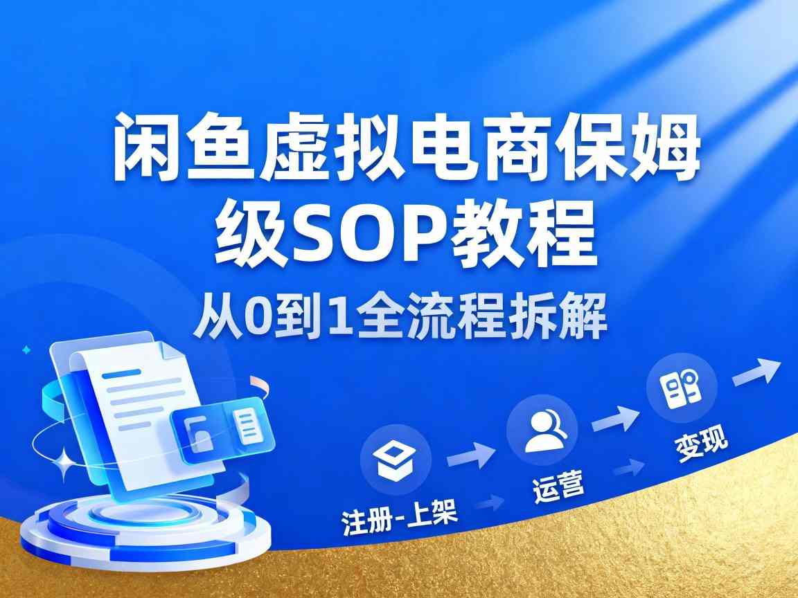 闲鱼虚拟电商,月入轻松过1W,保姆级SOP教程-樵渔匹