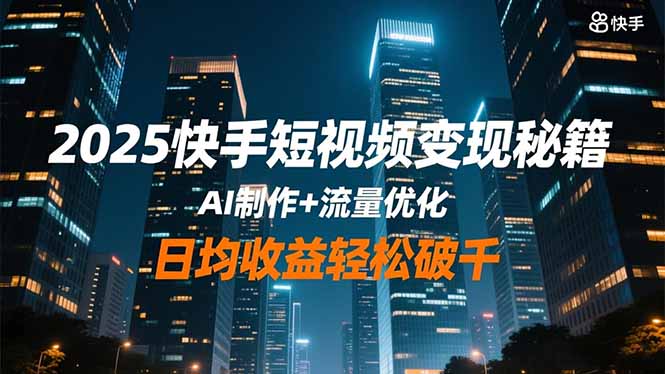 2025快手短视频变现秘籍,AI制作+流量优化,日均收益轻松破千-樵渔匹