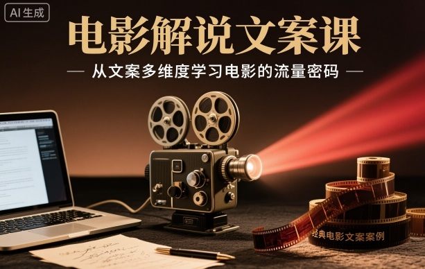 电影解说文案课,从文案多维度学习电影的流量密码-樵渔匹
