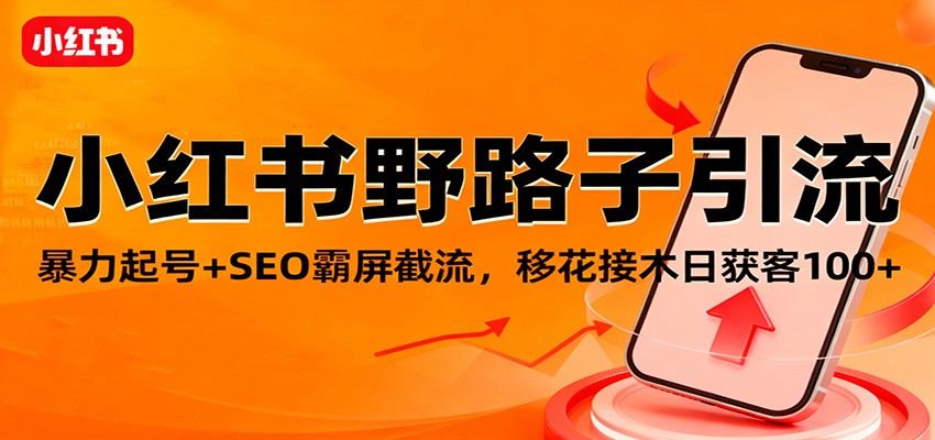 小红书野路子引流，暴力起号+SEO霸屏截流，移花接木日获客100+-樵渔匹