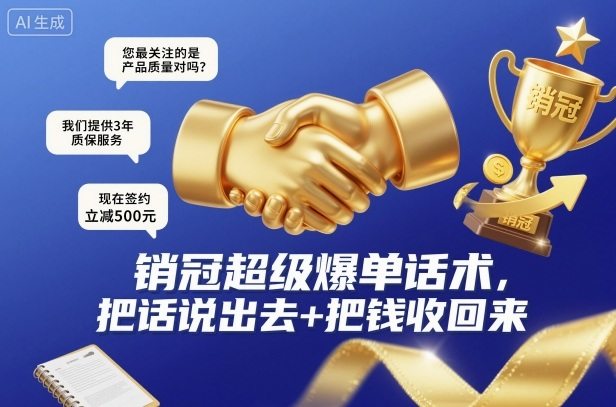 销冠超级爆单话术，把话说出去+把钱收回来-樵渔匹