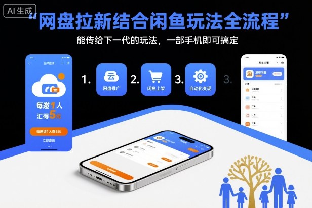 网盘拉新结合闲鱼玩法全流程,能传给下一代的玩法,一部手机即可搞定(附入口渠道以及实操教程)-樵渔匹