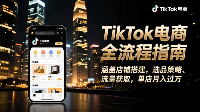 TikTok电商全流程指南,涵盖店铺搭建、选品策略、流量获取,单店月入过万-樵渔匹