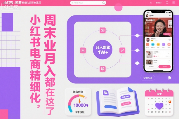 小红书电商精细化运营全流程,周末副业月入1W+,全套方法都在这了-樵渔匹