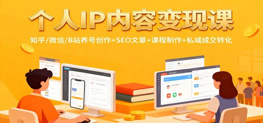 个人IP内容变现课:知乎/微信/B站养号创作+SEO文章+课程制作+私域成交转化-樵渔匹