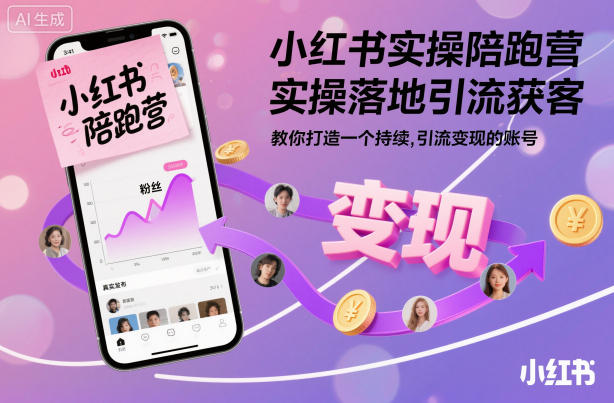 小红书实操陪跑营,实操落地引流获客,教你打造一个持续引流变现的账号-樵渔匹