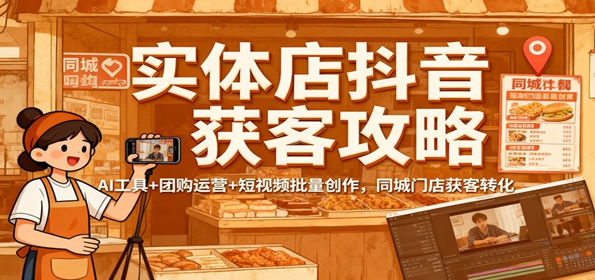 实体店抖音获客攻略:AI工具+团购运营+短视频批量创作,同城门店获客转化-樵渔匹