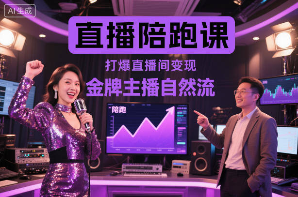 直播陪跑课,金牌主播自然流打爆直播间,复制高变现玩法-樵渔匹
