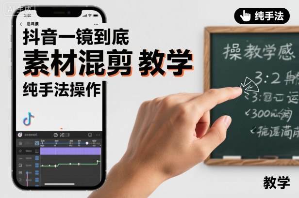抖音一镜到底素材混剪教学，纯手法操作-樵渔匹