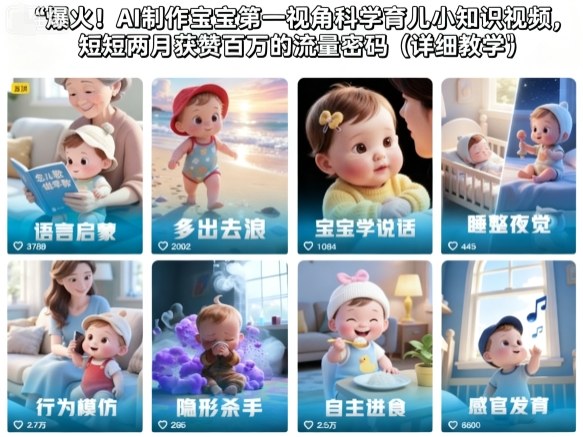 爆火!AI制作宝宝第一视角科学育儿小知识视频,短短两月获赞百万的流量密码(详细教学)-樵渔匹