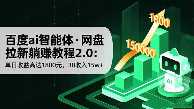 百度ai智能体·网盘拉新躺赚教程2.0：单日收益高达1800元，30收入15w+-樵渔匹