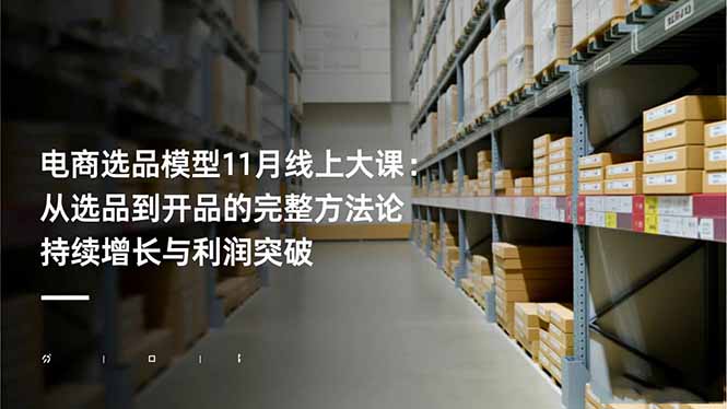 电商选品模型11月线上大课：从选品到开品的完整方法论 持续增长与利润突破-樵渔匹