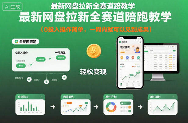最新网盘拉新全赛道陪跑教学，0投入操作简单，一周内就可以见到成果-樵渔匹