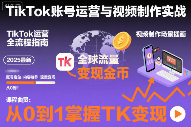 2025最新TikTok账号运营与视频制作实战全流程,从0到1掌握TK变现(含11月最新TK搬运技术)-樵渔匹