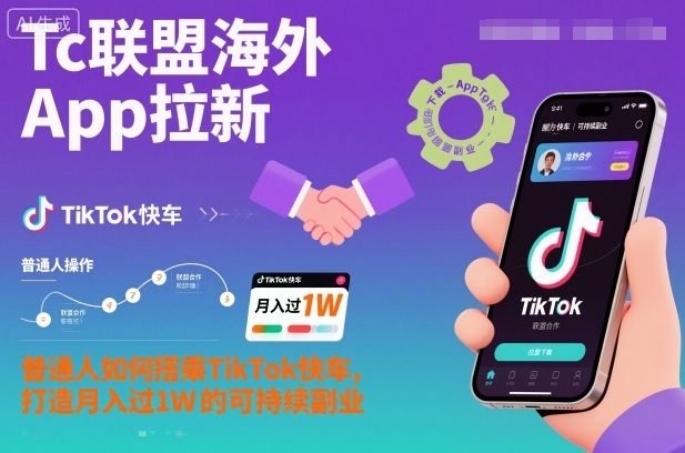 Tc联盟海外App拉新：普通人如何搭乘TikTok快车，打造月入过1W的可持续副业-樵渔匹