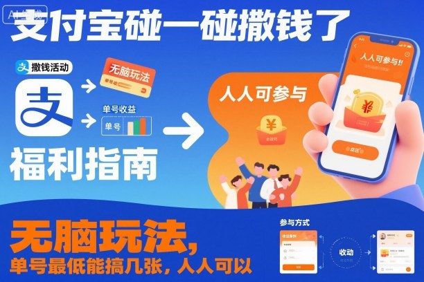支付宝碰一碰撒钱了，无脑玩法，单号最低能搞几张，人人可以撸【揭秘】-樵渔匹