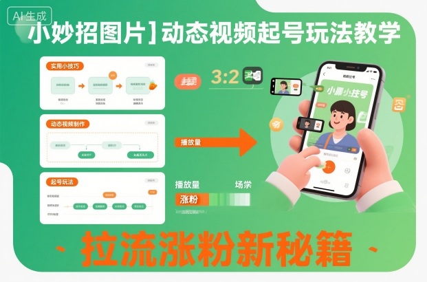 小妙招图片+动态视频起号玩法教学,拉流涨粉新秘籍-樵渔匹
