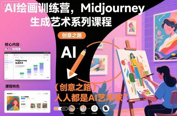 AI绘画训练营,Midjourney生成艺术系列课程,人人都是AI艺术家-樵渔匹