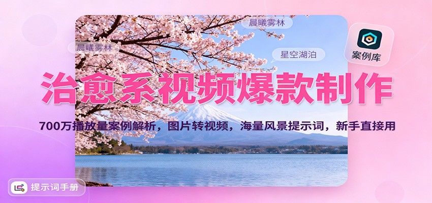 治愈系视频爆款制作，700万播放量案例解析，图片转视频，海量风景提示词，新手直接用-樵渔匹