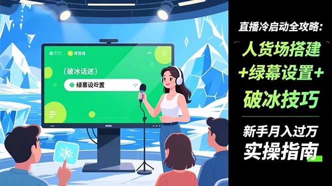 直播冷启动全攻略:人货场搭建+绿幕设置+破冰技巧,新手月入过万实操指南-樵渔匹