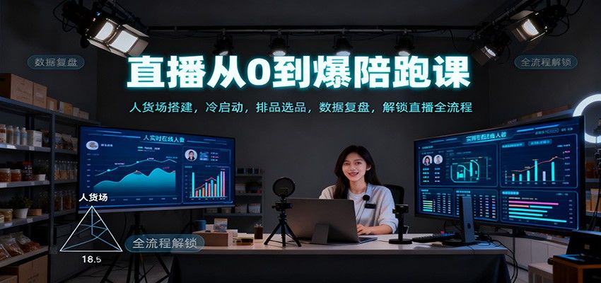 直播从0到爆陪跑课:人货场搭建,冷启动,排品选品,数据复盘,解锁直播全流程-樵渔匹