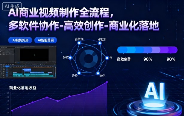 AI商业视频制作全流程,多软件协作-高效创作-商业化落地-樵渔匹