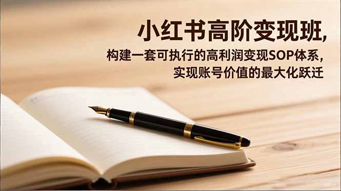 小红书高阶变现班,构建一套可执行的高利润变现SOP体系,实现账号价值的最大化跃迁-樵渔匹