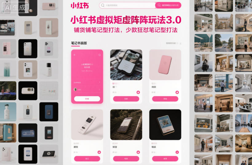 小红书虚拟矩阵玩法3.0，铺货铺笔记型打法，少款狂怼笔记型打法-樵渔匹