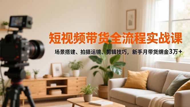 短视频带货全流程实战课，场景搭建、拍摄运镜、剪辑技巧，新手月带货佣金3万+-樵渔匹