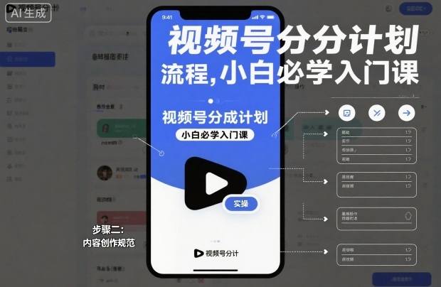 视频号分成计划实操流程，小白必学入门课-樵渔匹